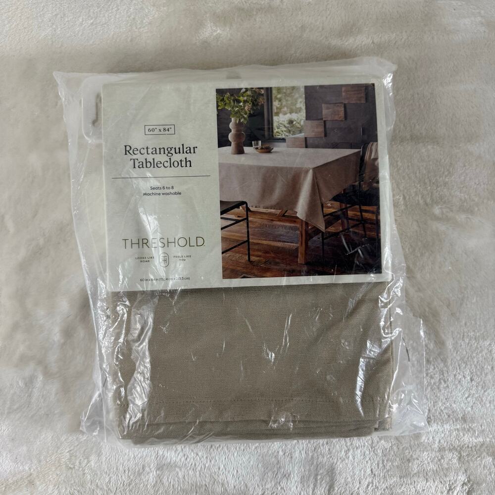 Threshold Rectangular Tablecloth 60"x84" Brown / Tan Dining / Kitchen Decor